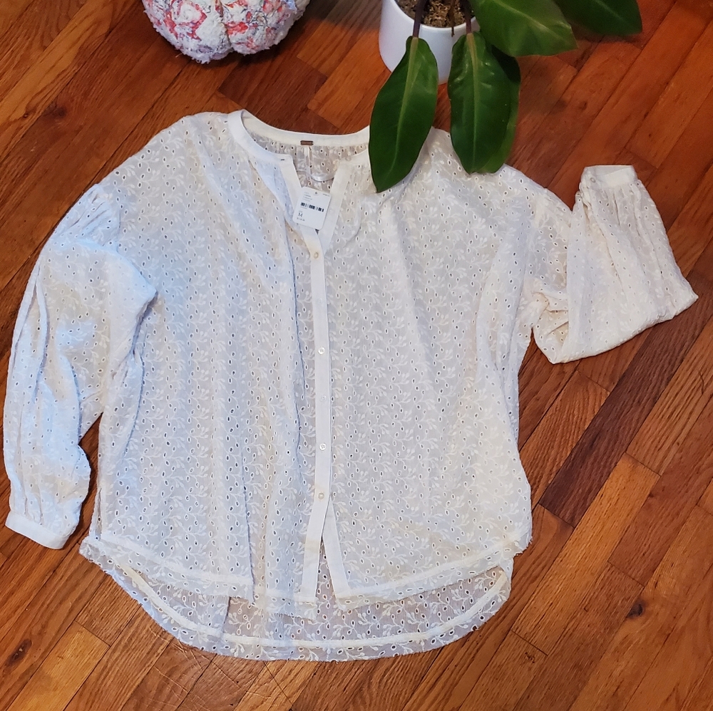 Free People White Eyelet Blouse - Sold Out Online!